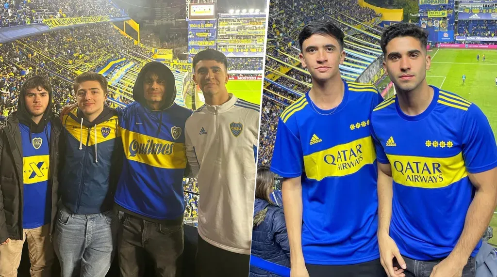 Gonzalo Quinteros en La Bombonera (Foto 1 el de buzo blanco) y Foto 2 el de la izquierda (Instagram)
