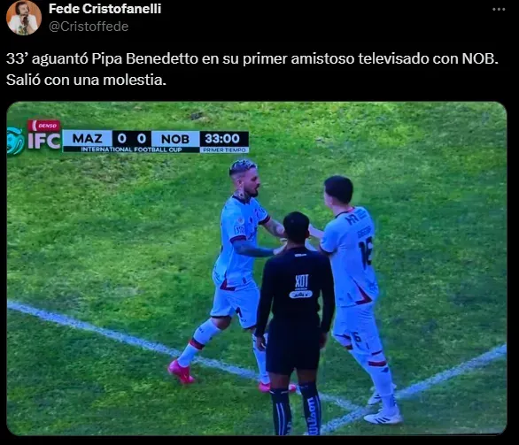 Darío Benedetto se lesionó en su debut con Newell’s. (Captura)