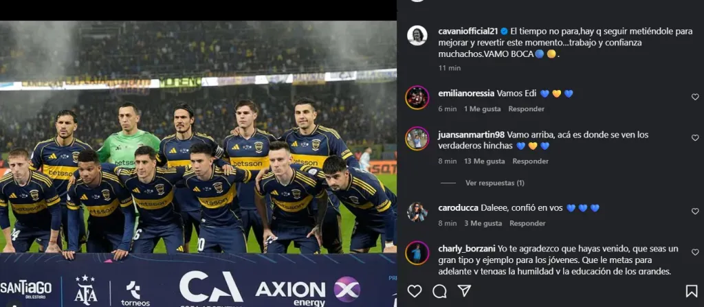 El posteo de Cavani en Instagram. (Captura)