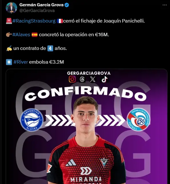Joaquín Panichelli es refuerzo del Racing y Barco tiene nuevo compañero. (Captura)