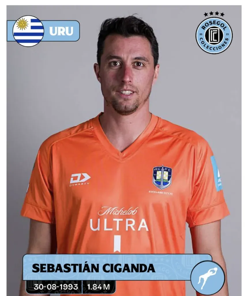 Sebastián Ciganda, arquero uruguayo del Auckland City (Instagram)