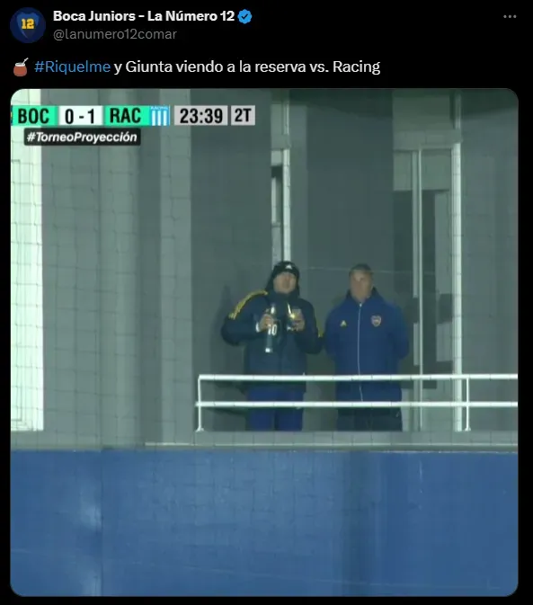 Riquelme, analizando el duelo de la Reserva de Boca. (Captura)