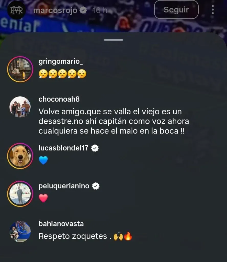 El comentario de Lucas Blondel apoyando a Marcos Rojo en su publicación