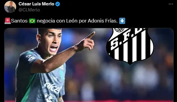 Santos está interesado en Adonis Frías. (Captura)