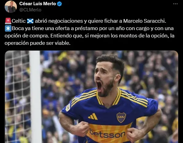Saracchi, pretendido por el Celtic de Escocia. (Captura)