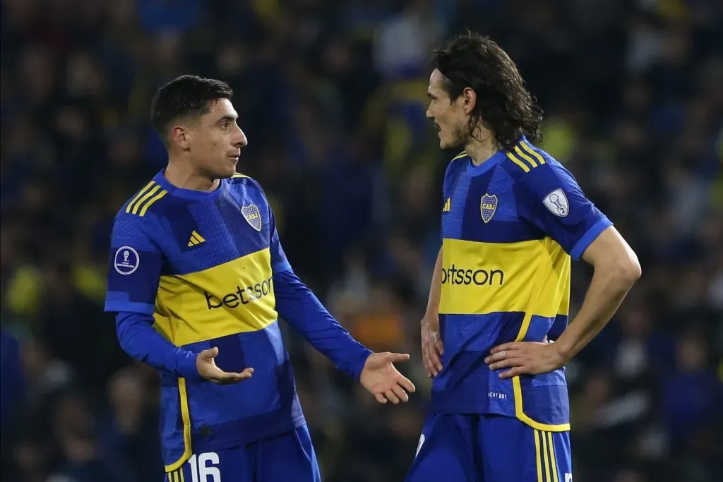 Cavani y Merentiel, en Boca. (Getty)