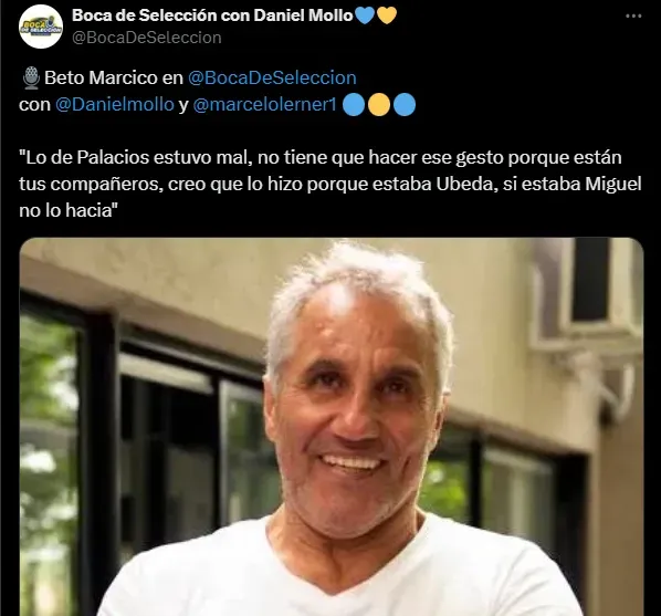 Márcico, fuerte contra Palacios. (Captura)