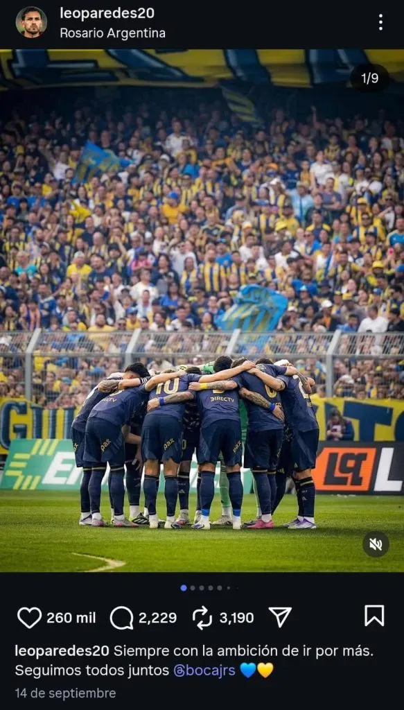 El posteo de Paredes para el grupo. (Instagram)