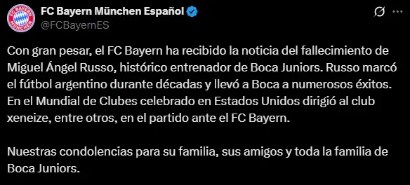 Bayern Munich lanzó un comunicado. (Captura)
