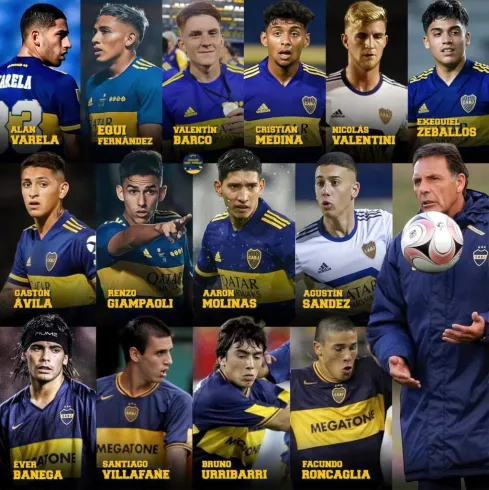 Los 14 jugadores que debutaron con Russo como DT de Boca. Foto: Reserva Boca Juniors