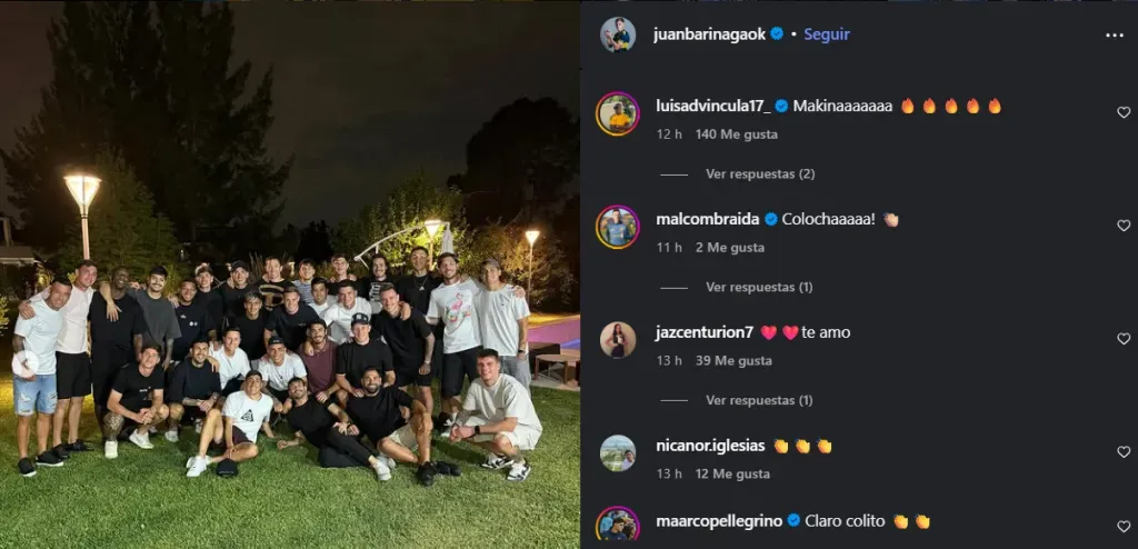 El posteo de Barinaga en redes. (Instagram)