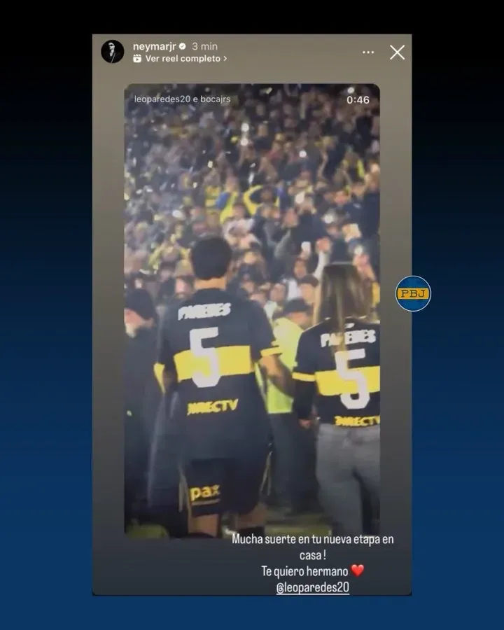 La historia de Neymar para Paredes.