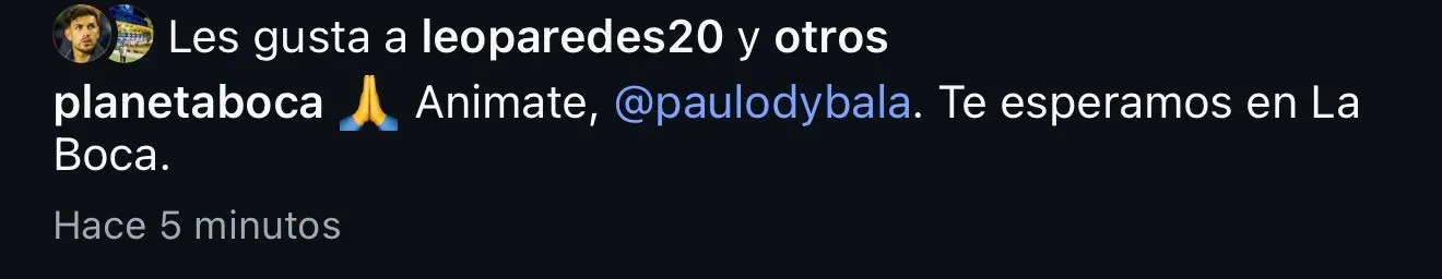 El like de Paredes a la publicación.