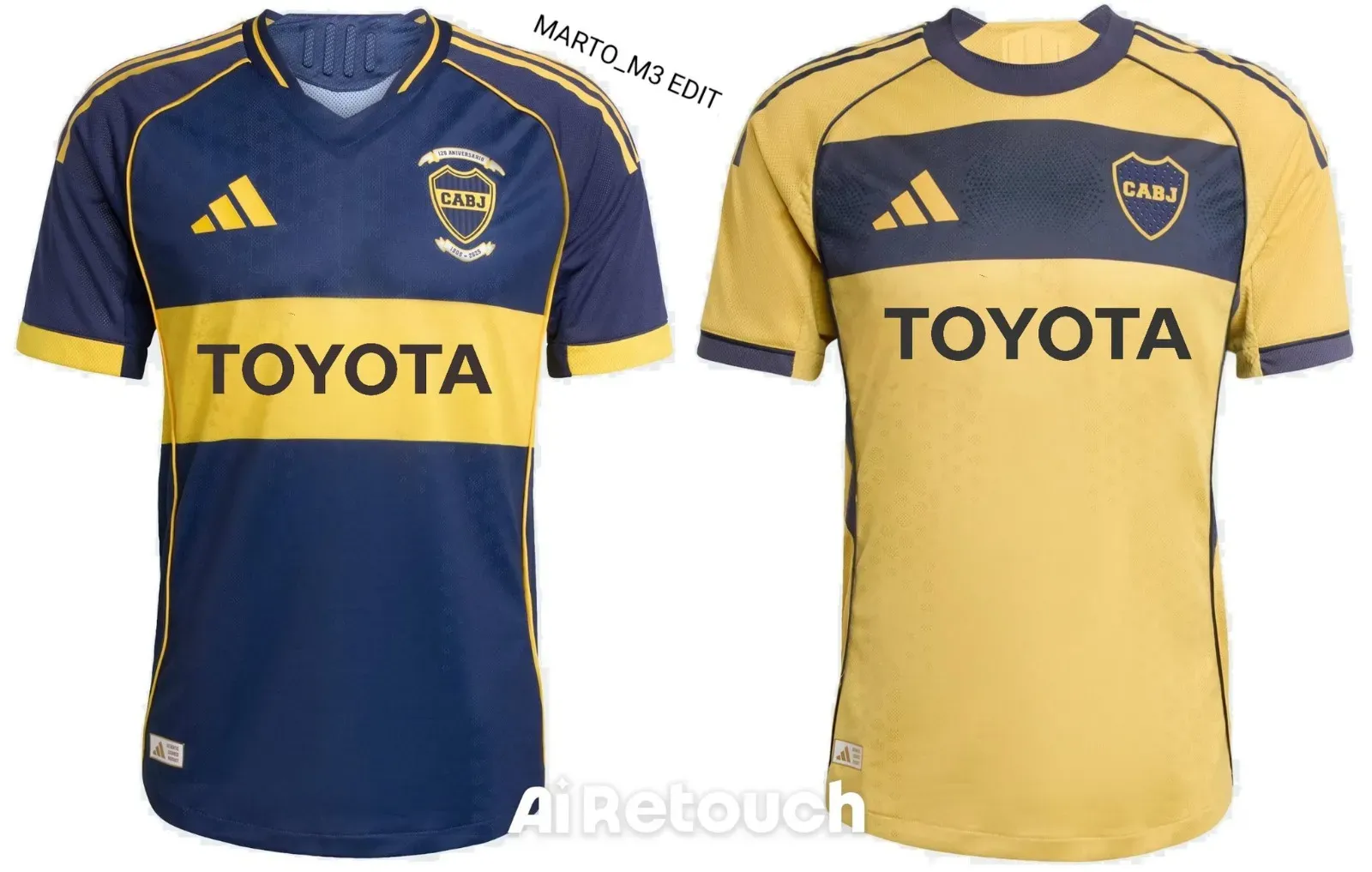 Las fotos editadas con Toyota de sponsor en la camiseta de Boca. (X/Twitter)
