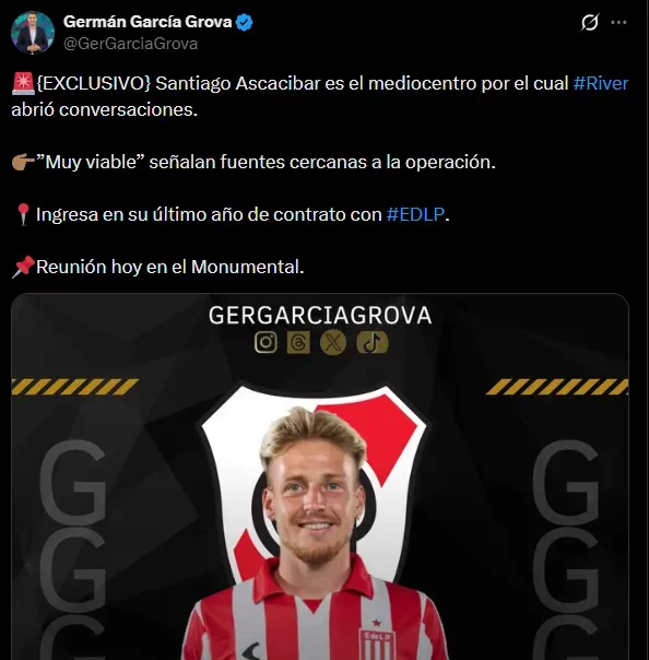 River, interesado en Ascacibar. (Captura)