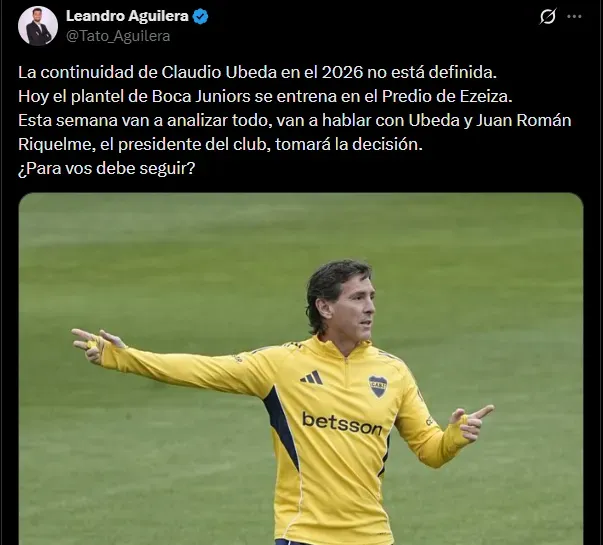 Riquelme tendrá una reunión con Úbeda. (Captura)