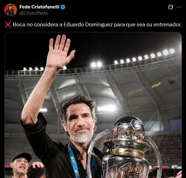 Boca no analiza ir a por Eduardo Domínguez. (Captura)