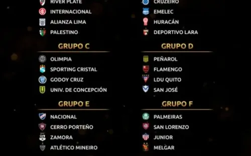 Los ocho grupos de la Copa Libertadores