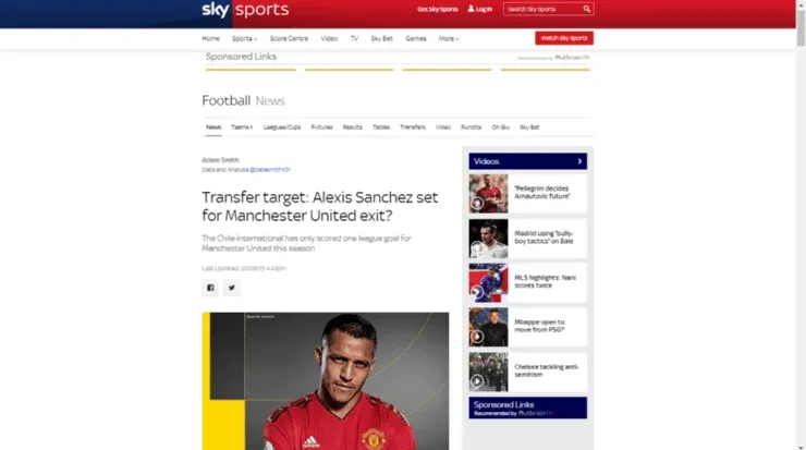 Así fue la publicación de Sky Sports