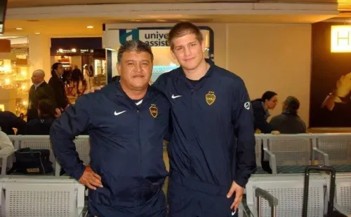Claudio y Filippo Borghi en su estadía en Boca Juniors, cuando el Bichi era DT de los xeneizes y Pipo sparring del primer equipo boquense. (Foto: Cedida por Filippo Borghi).