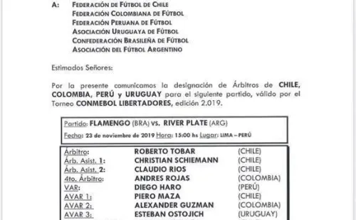 Designación de árbitros para la final