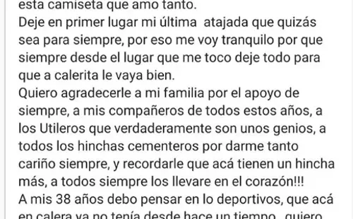 El mensaje de despedida de Giovini