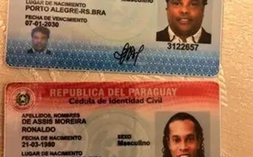 Las cédulas de identidad de Ronaldinho y su hermano Roberto