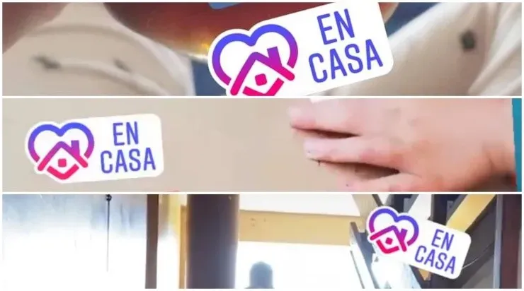 Así se ve en Instagram la aplicación del sticker “en casa”.