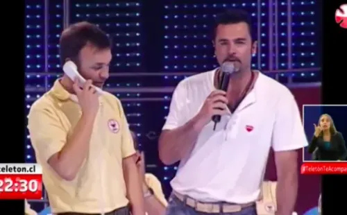 Felipe Camiroaga junto a Jordi Castell en la Teletón.