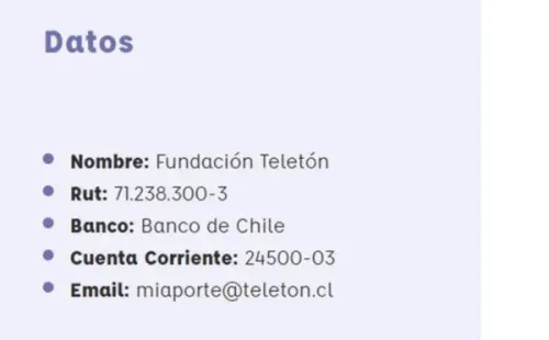 Estos son los datos en caso de que quieras donar.