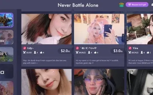 La interfaz para elegir tu juego y la chica con la que quieres jugar.