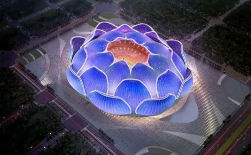 El estadio tiene un particular diseño de flor de loto