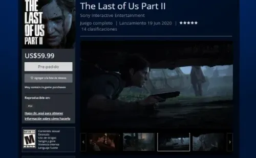 Así se ve TLOU 2 en la PS Store.