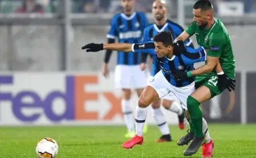 RAZGRAD, BULGARIA - FEBRUARY 20: Alexis Sanchez of FC Internazionale in action during the UEFA Europa League round of 16 first leg match between PFC Ludogorets Razgrad and FC Internazionale at Ludogorets Arena on February 20, 2020 in Razgrad, Bulgaria. (Photo by Claudio Villa - Inter/Inter via Getty Images) *** Local Caption *** Alexis Sanchez-Not Released (NR)