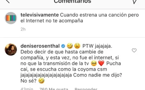 La hilarante respuesta de Denise Rosenthal ante el fail que protagonizó en Mega.