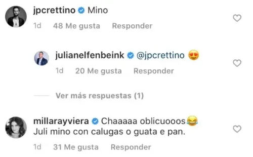 Múltiples famosillos reaccionaron a la foto de Julián Elfenbein.