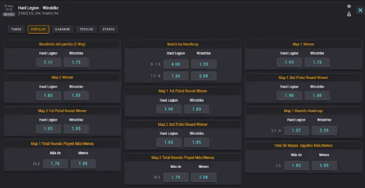 Las cuotas para que te la juegues en esta partida junto a Coolbet.
