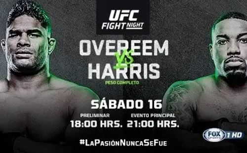 Overrem y Harris animarán la estelar del UFC Florida. Todo por Fox Sports 1 y Premium.