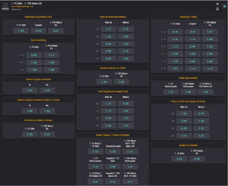 El encuentro de Köln ante Mainz 05 también lo puedes jugar en la Bundesliga. (Foto: Coolbet).