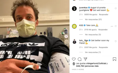 Alessandro Del Piero publicó una imagen desde el hospital tras ser internado de urgencia. Foto: Instagram