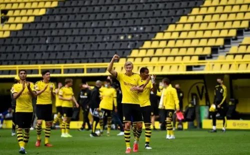 Una emotiva goleada tuvo el Borussia en su regreso al futbol y con Haaland siguen imparables en Alemania. (Foto: Getty)