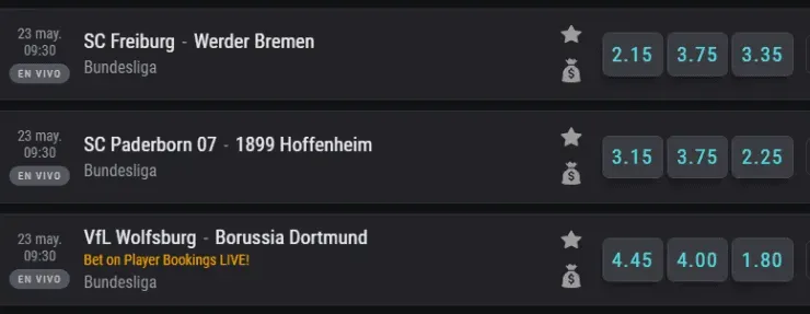 Las cuotas para que te la juegues en los duelos programados de este sábado a las 9:30 de la mañana en la Bundesliga.