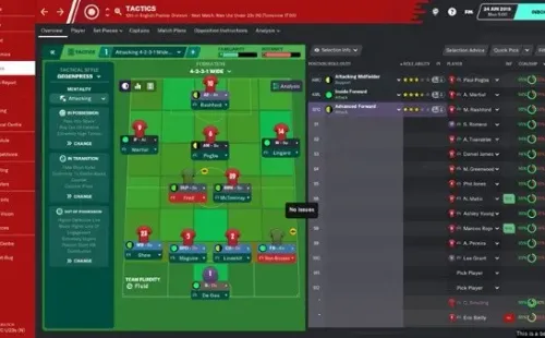 Así se ve la plantilla del Manchester United en el Football Manager 2020.