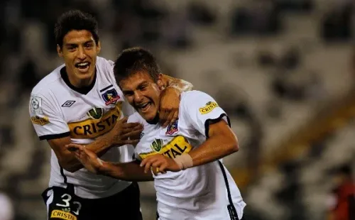 Diego Rubio celebrando una anotación con la camiseta de Colo Colo. (FOTO: Agencia Uno)