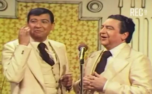 Pepe Tapia y Guillermo Bruce juntos en llamado “Tribunal de la risa”, de 1979.