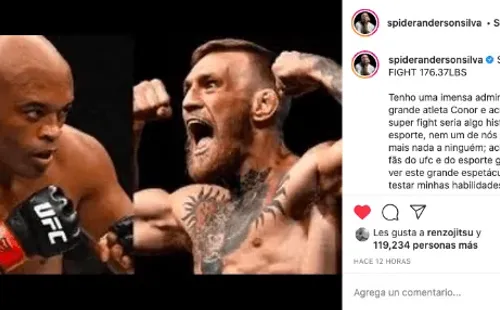 Anderson Silva publicó un mensaje en sus redes sociales desafiando a Conor McGregor a una Super Pelea. El irlandés respondió de vuelta y aceptó el combate.