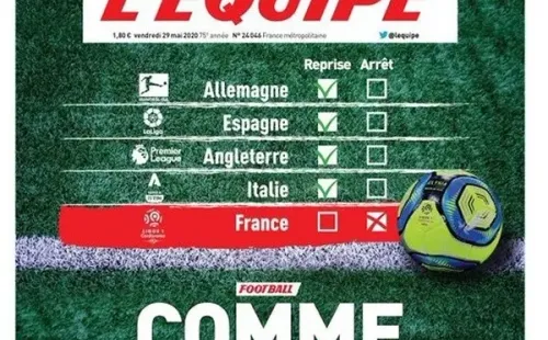 Esta es la portada que le dedicó el medio L’Equipe al fútbol francés.