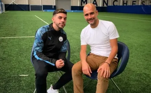 DjMariio y Pep Guardiola en Manchester