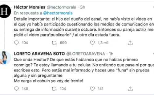 El fuego cruzado entre Héctor Morales y Loreto Aravena.