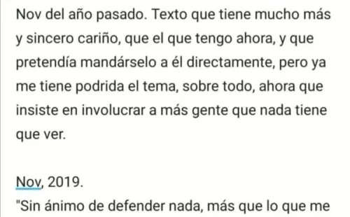 Primera parte del texto de Berni Traub a Héctor Morales.